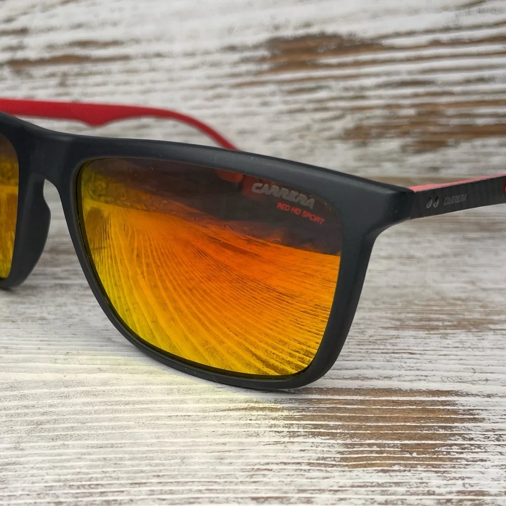 CARRERA Sunglasses Mirrored Square Lenses Carbon Fiber Unisex Mens Womens
